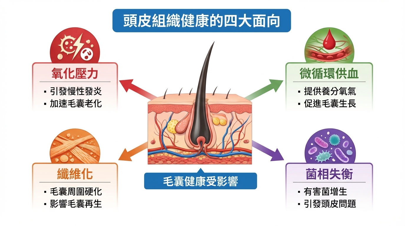 圖：頭皮組織健康的四大面向